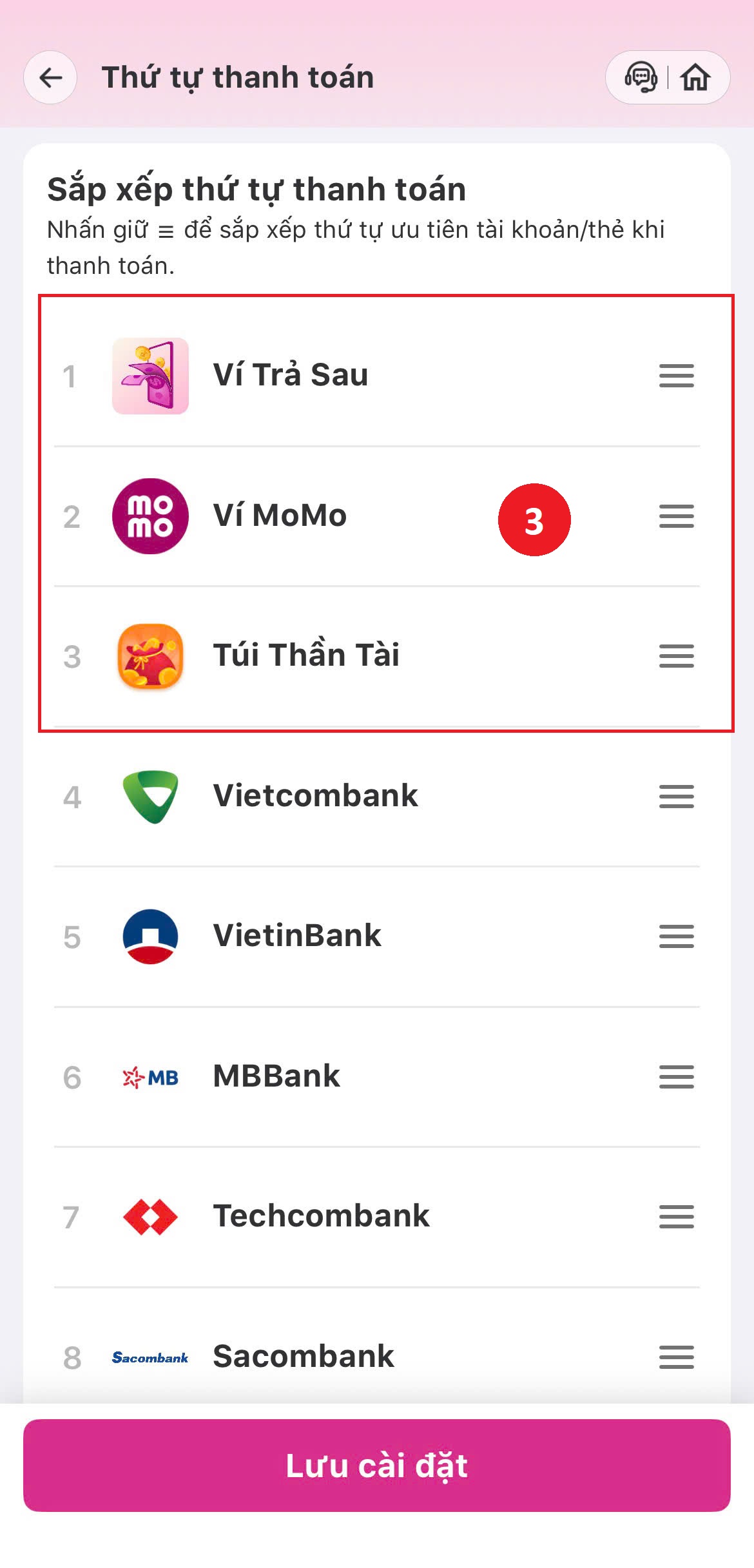 Sắp xếp ưu tiên